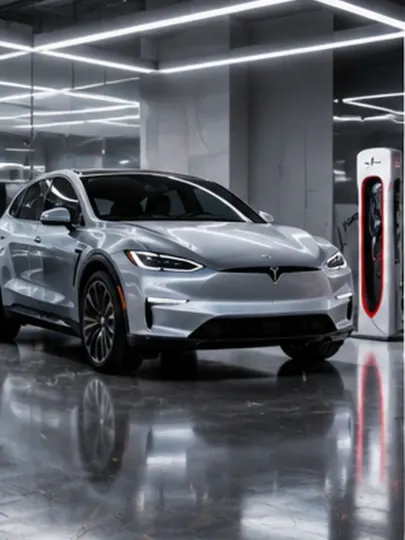 Electric SUV Minimal Showroom AI prompt example for AI