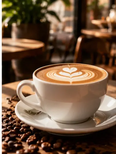 Cozy Café Latte Lifestyle AI prompt example for AI