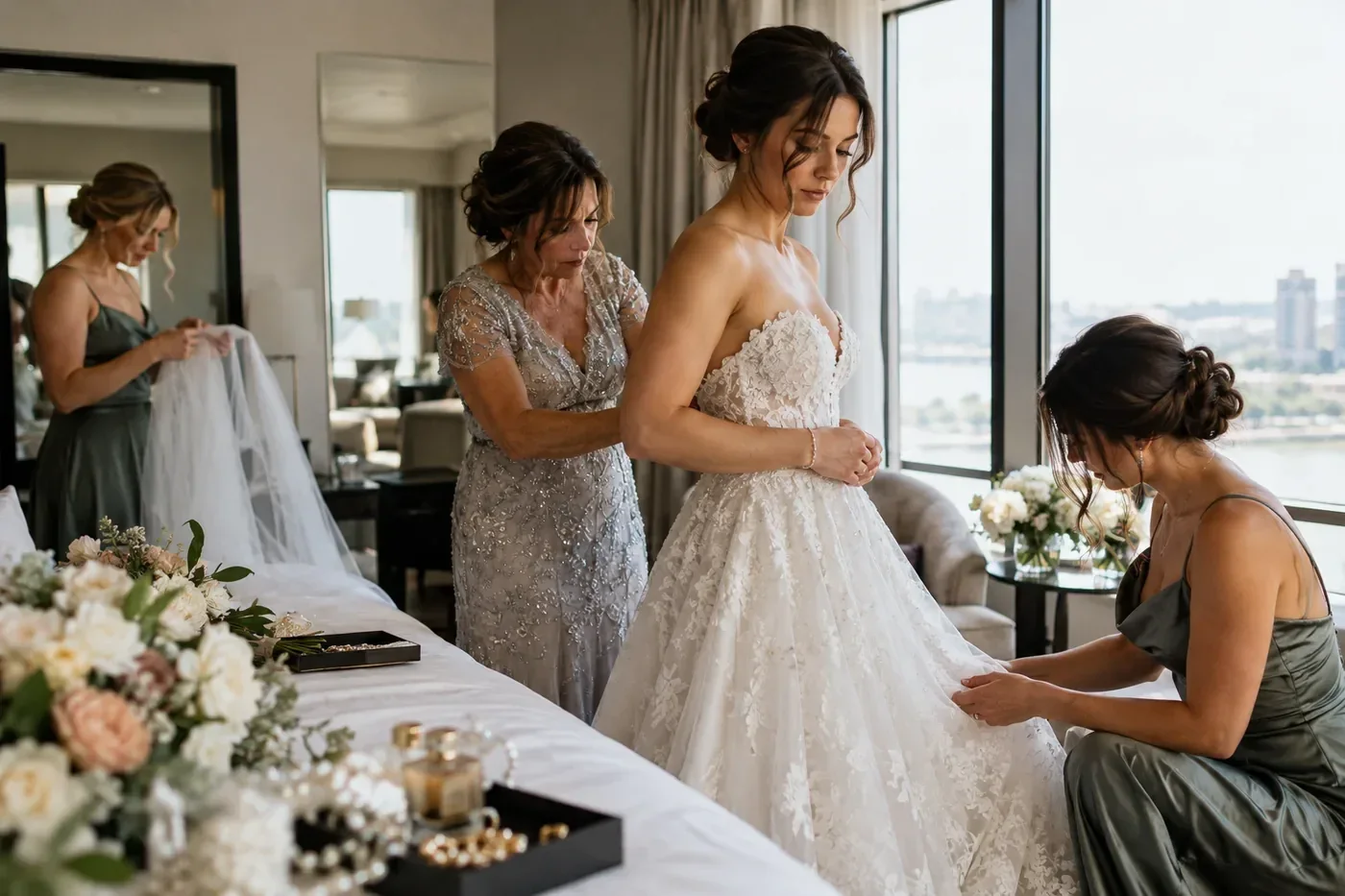 Documentary Wedding Morning Preparations AI prompt example for Wedding