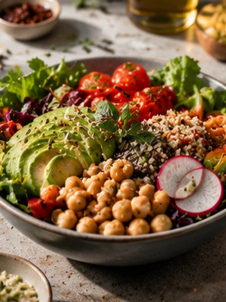 Colorful Healthy Bowl Flat Lay AI prompt example for Food
