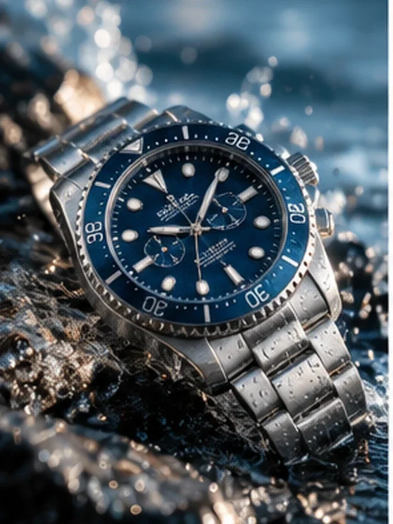 Luxury Dive Watch Water Campaign AI prompt example for Product Photography