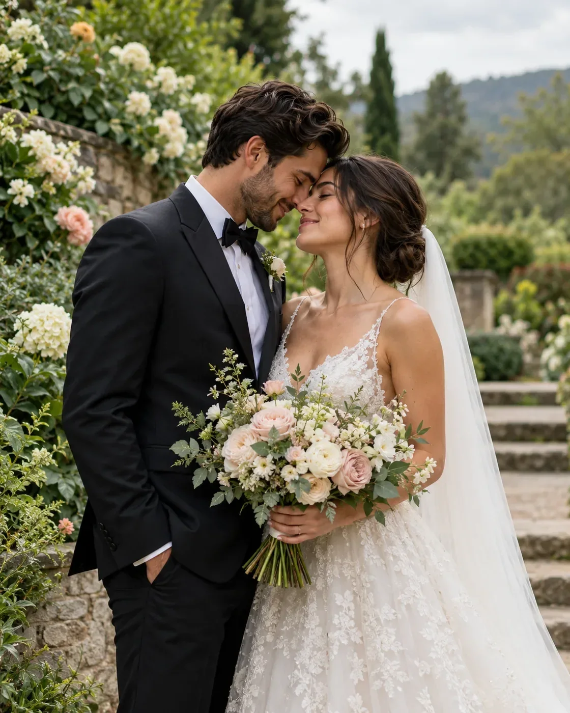 Intimate Garden Wedding in Soft Natural Light AI prompt example for Wedding