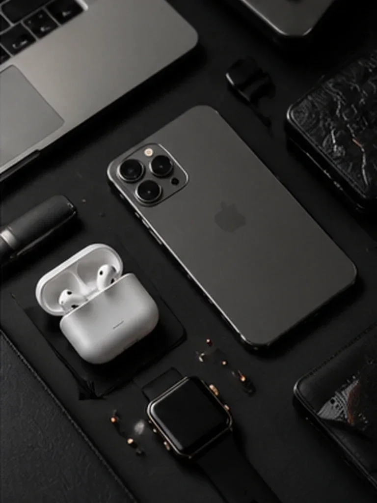 Minimal Tech Flat Lay Campaign AI prompt example for Product Photography