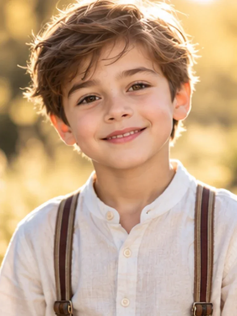 Golden Hour Outdoor Boy Portrait AI prompt example for Portrait