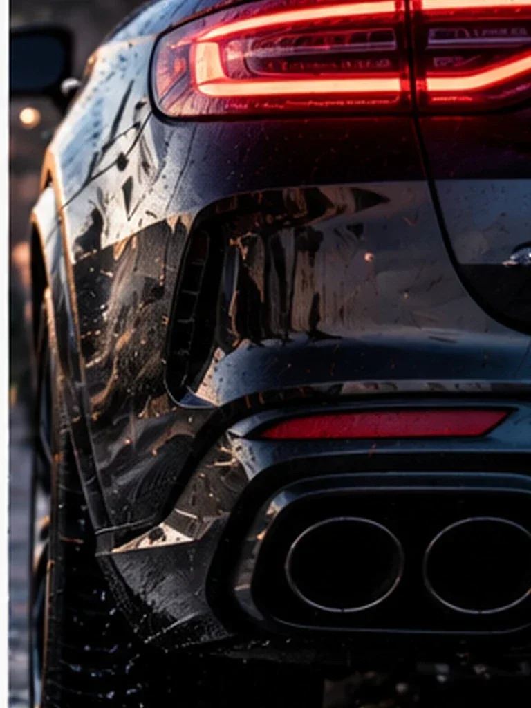 Rainy Taillight Automotive Macro AI prompt example for Automotive
