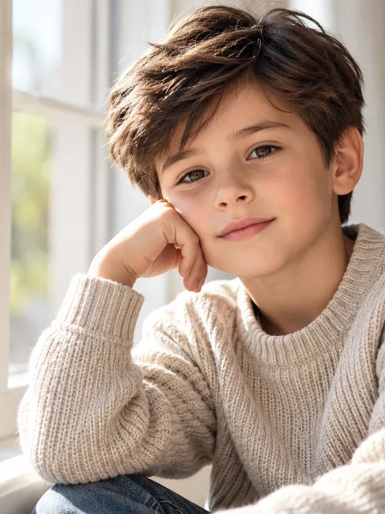 Soft Window Light Boy Portrait AI prompt example for Portrait