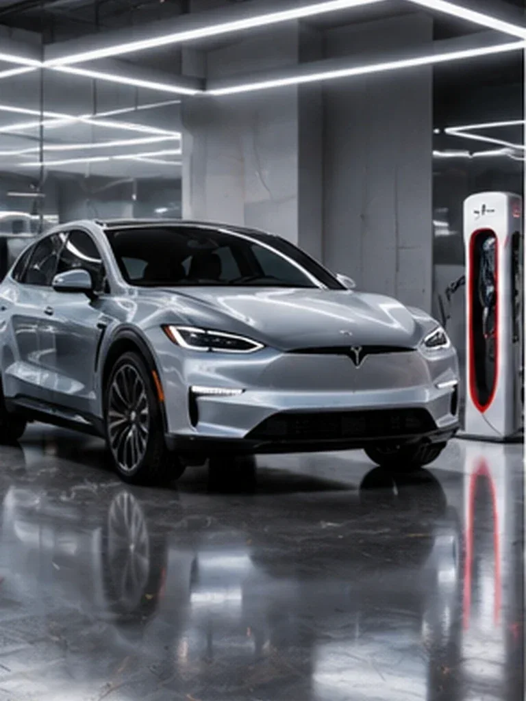 Electric SUV Minimal Showroom AI prompt example for Automotive