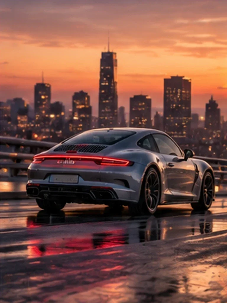 Rainy City Night Automotive Editorial AI prompt example for Automotive